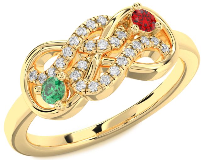 Diamond Gold Infinity Round Two Stone Promise Ring