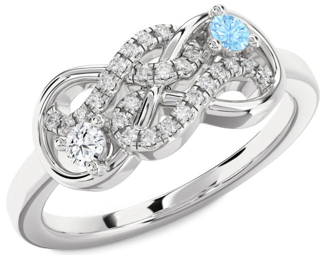 Diamond Silver Infinity Round Two Stone Promise Ring