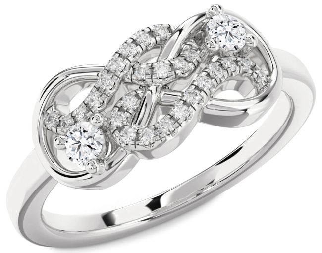 Diamond Silver Infinity Round Two Stone Ring
