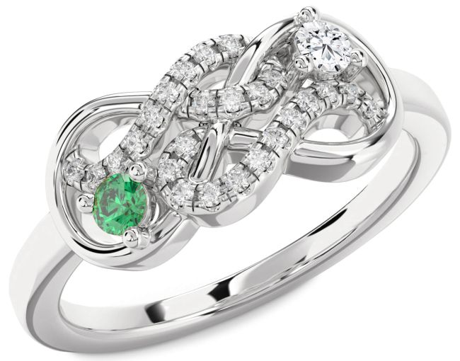 Diamond Platinum Infinity Round Two Stone Promise Ring