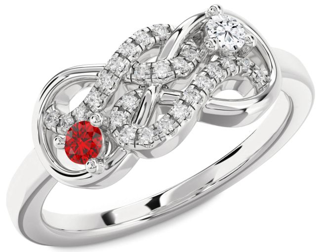 Diamond Silver Infinity Round Two Stone Promise Ring