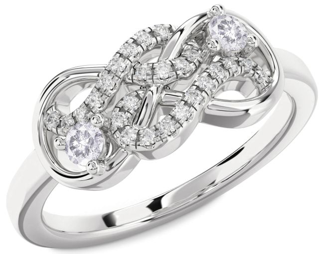 Salt & Pepper Diamond White Gold Infinity Round Two Stone Ring