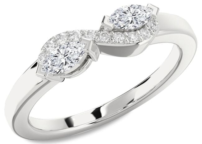 Diamond White Gold Marquise Two Stone Ring