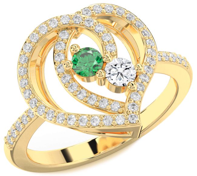 Diamond Gold Heart Two Stone Promise Ring