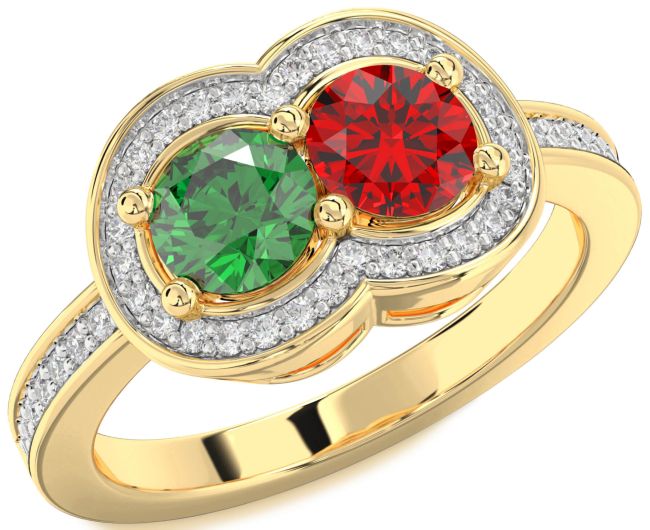 Diamond Gold Infinity Round Two Stone Promise Ring