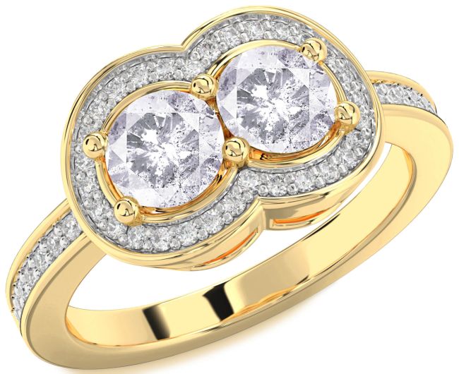 Salt & Pepper Diamond Gold Infinity Round Two Stone Ring