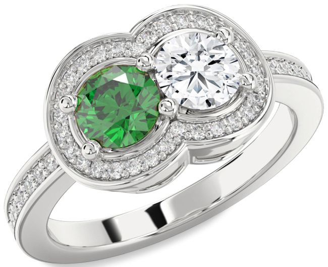 Diamond Silver Infinity Round Two Stone Promise Ring