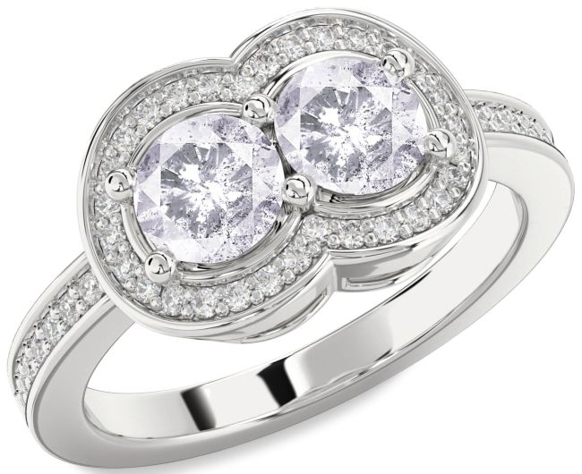 Salt & Pepper Diamond Platinum Infinity Round Two Stone Ring