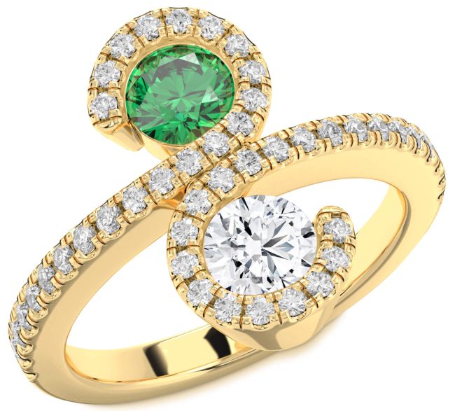 Diamond Gold Infinity Round Two Stone Pave Promise Ring