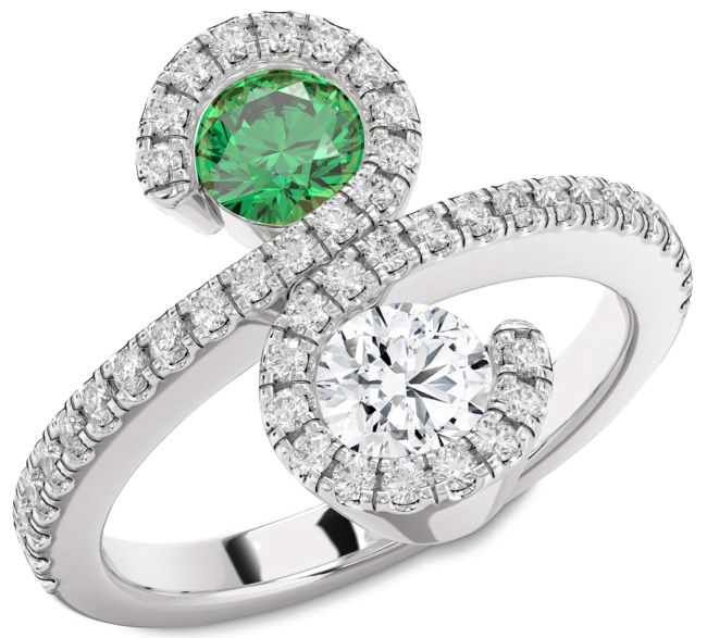 Diamond Silver Infinity Round Two Stone Pave Promise Ring