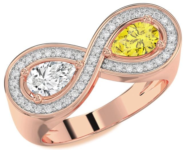 Diamond Rose Gold Infinity Pear Two Stone Promise Ring
