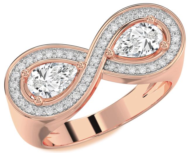 Diamond Rose Gold Infinity Pear Two Stone Ring