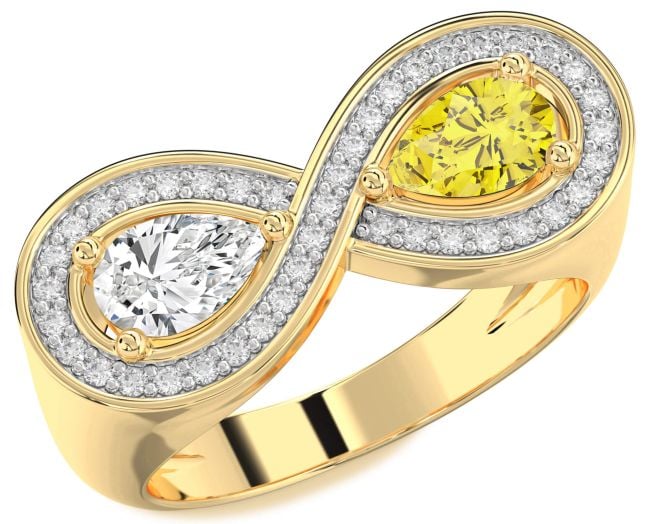 Diamond Gold Infinity Pear Two Stone Promise Ring