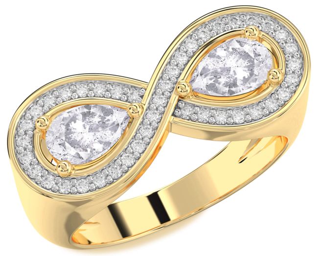Salt & Pepper Diamond Gold Infinity Pear Two Stone Ring