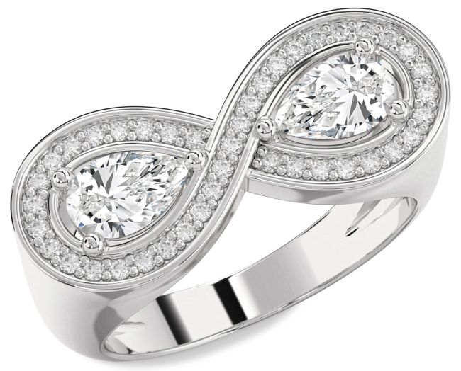 Lab Diamond Silver Infinity Pear Two Stone Ring
