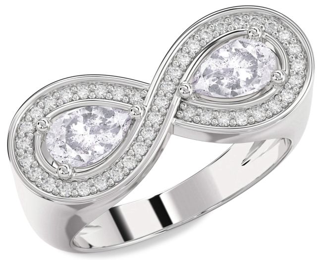 Salt & Pepper Diamond Platinum Infinity Pear Two Stone Ring