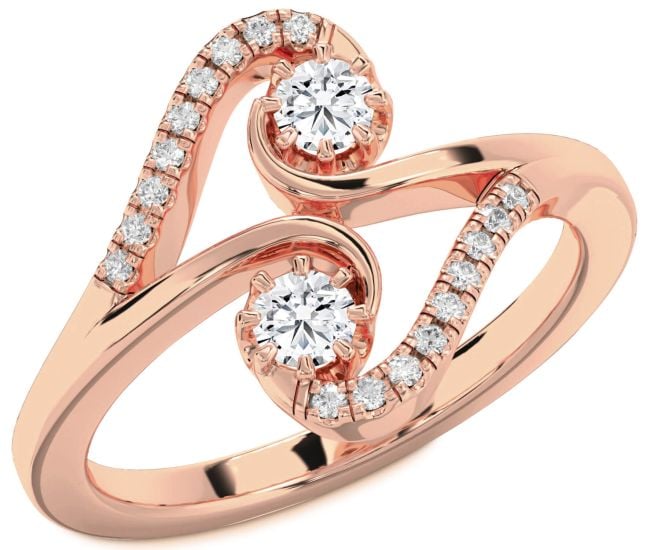 Diamond Rose Gold Round Two Stone Ring