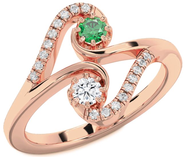 Diamond Rose Gold Round Two Stone Promise Ring