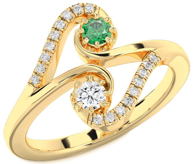 Diamond Gold Round Two Stone Promise Ring