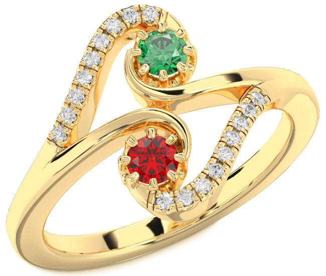 Diamond Gold Round Two Stone Promise Ring