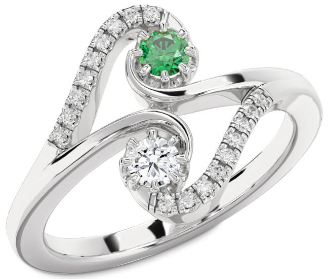 Diamond Silver Round Two Stone Promise Ring