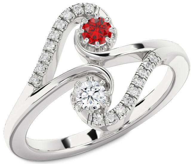 Diamond Silver Round Two Stone Promise Ring