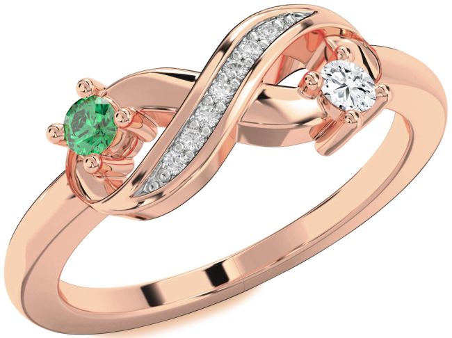 Diamond Rose Gold Infinity Round Two Stone Promise Ring