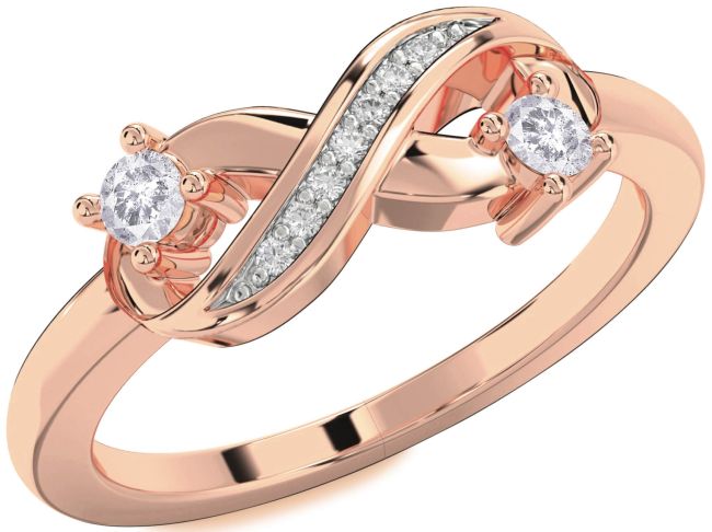 Salt & Pepper Diamond Rose Gold Infinity Round Two Stone Ring