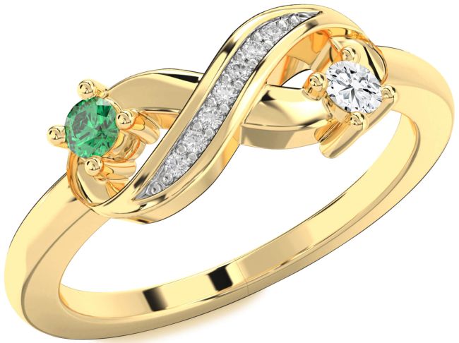Diamond Gold Infinity Round Two Stone Promise Ring