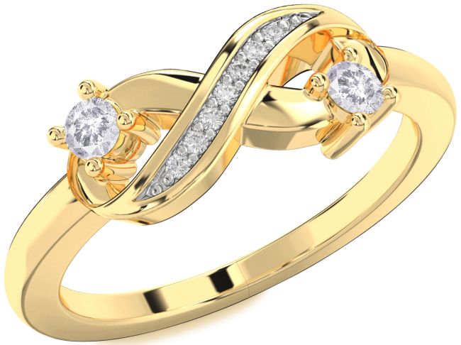 Salt & Pepper Diamond Gold Silver Infinity Round Two Stone Ring