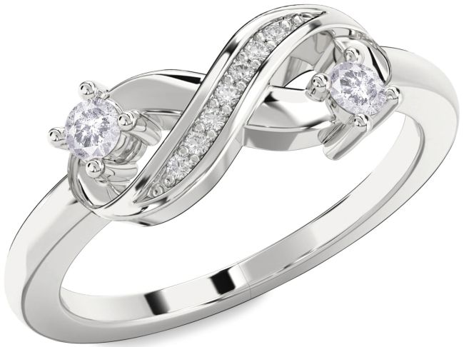 Salt & Pepper Diamond Platinum Infinity Round Two Stone Ring