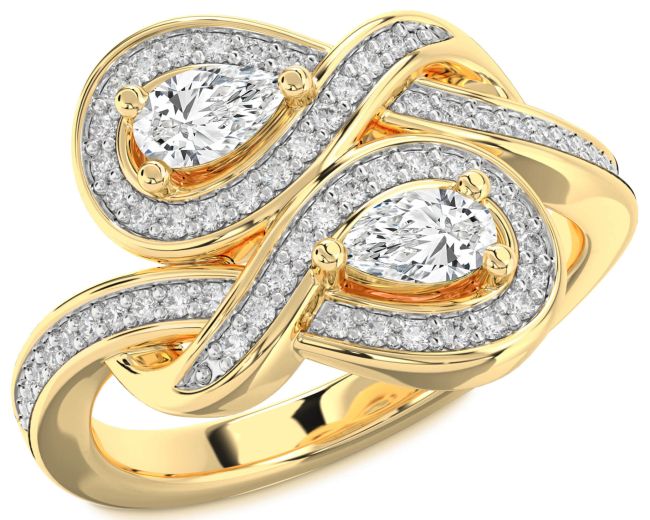 Lab Diamond Gold Infinity Pear Two Stone Ring