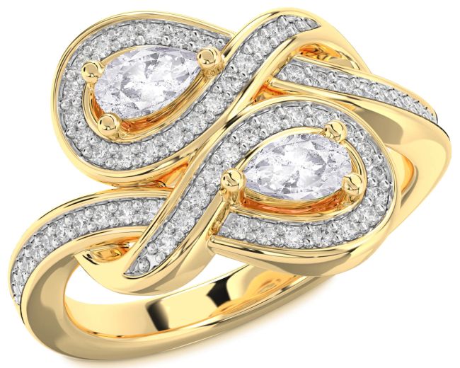 Salt & Pepper Diamond Gold Infinity Pear Two Stone Ring