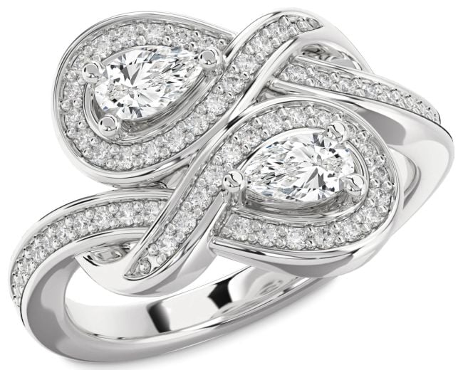 Diamond White Gold Infinity Pear Two Stone Ring