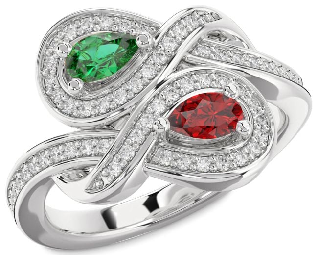 Diamond White Gold Infinity Pear Two Stone Promise Ring