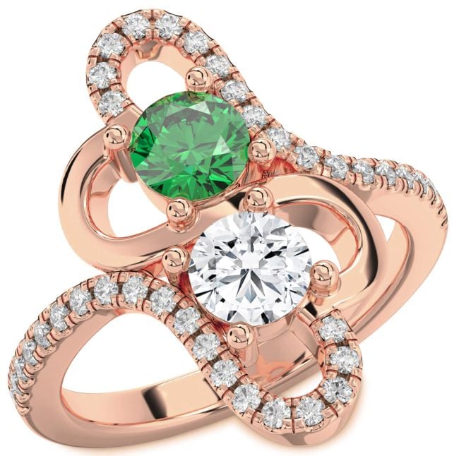 Diamond Rose Gold Heart Two Stone Promise Ring