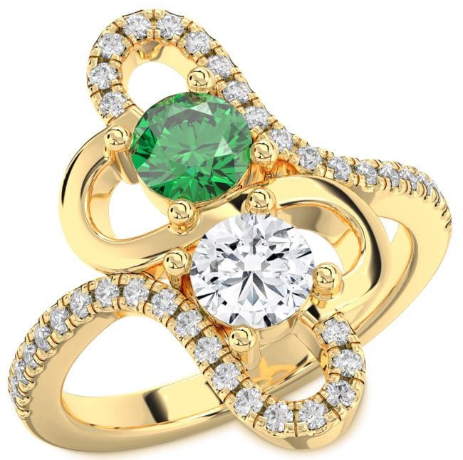 Diamond Gold Heart Two Stone Promise Ring
