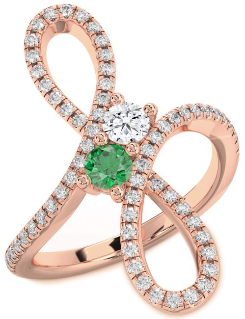 Diamond Rose Gold Infinity Round Two Stone Promise Ring