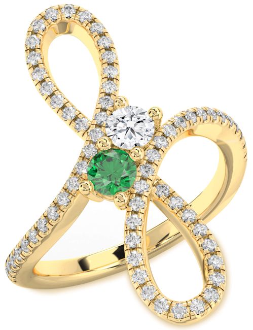 Diamond Gold Infinity Round Two Stone Promise Ring
