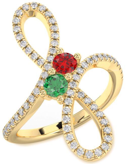 Diamond Gold Infinity Round Two Stone Promise Ring