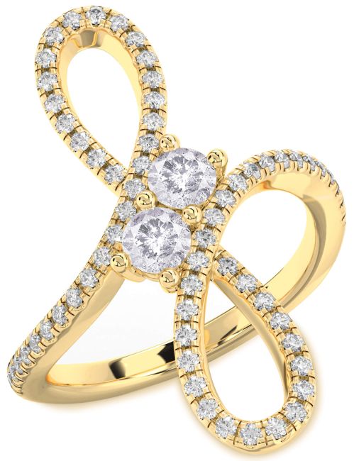 Salt & Pepper Diamond Gold Silver Infinity Round Two Stone Ring