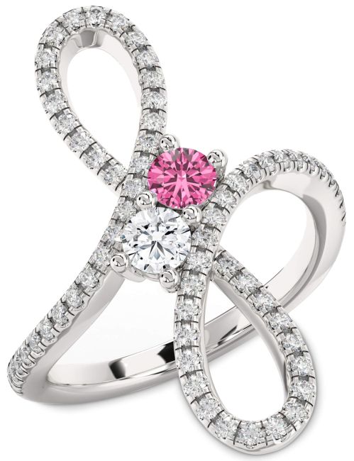 Diamond Silver Infinity Round Two Stone Promise Ring