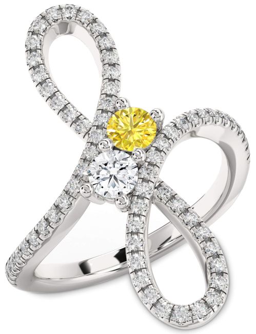 Diamond Silver Infinity Round Two Stone Promise Ring