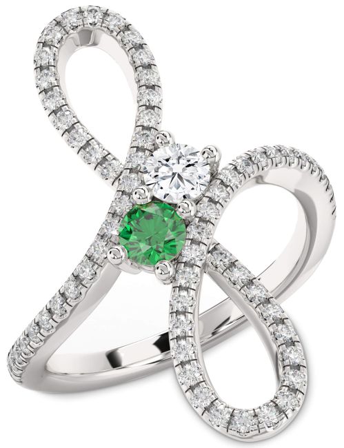 Diamond Silver Infinity Round Two Stone Promise Ring