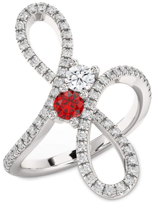 Diamond Platinum Infinity Round Two Stone Promise Ring