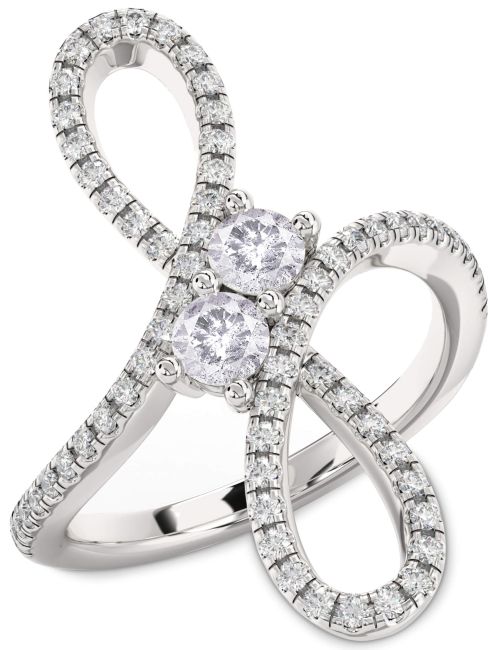 Salt & Pepper Diamond Silver Infinity Round Two Stone Ring