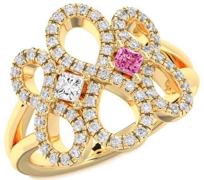 Diamond Gold Infinity Princess Two Stone Promise Ring