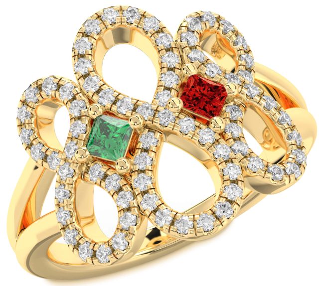 Diamond Gold Silver Infinity Princess Two Stone Promise Ring