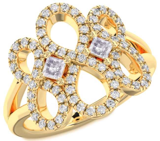 Salt & Pepper Diamond Gold Silver Infinity Princess Two Stone Ring