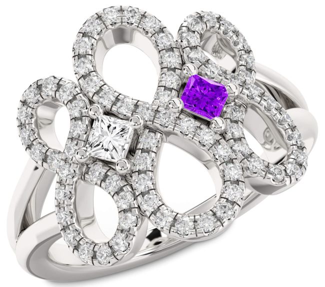 Diamond Silver Infinity Princess Two Stone Promise Ring